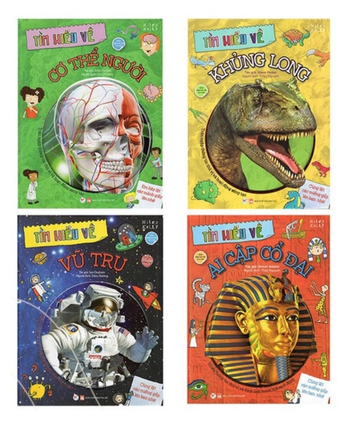 Combo 4 cuốn bộ sách Tìm hiểu về: Tìm hiểu về vũ trụ, Tìm hiểu về khủng long, Tìm hiểu về cơ thể người, Tìm hiểu về Ai Cập cổ đại