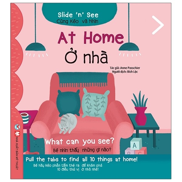 Combo 4 cuốn Sách tương tác Song ngữ - Slide and see cho bé học Tiếng Anh: At home, Animals, Opposites và Vehicles