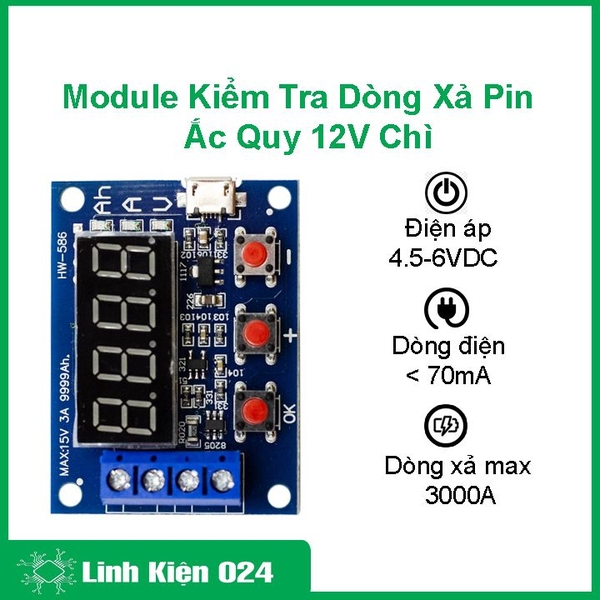 Mạch kiểm tra dung lượng pin Lithium 18650 Li-Ion Hw-586 Zb2L3 1.2v 12v (K2F6)
