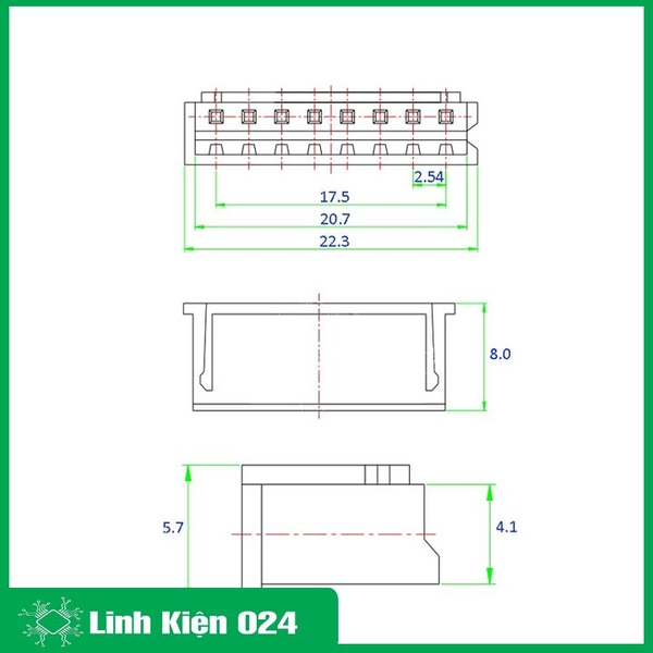 Header 2.54mm Cái Thẳng Nhiều Loại