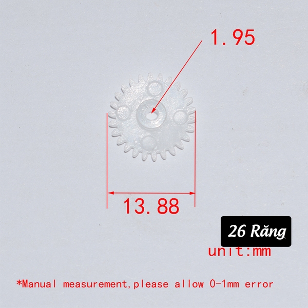 Bánh Răng Nhựa Trục 2mm