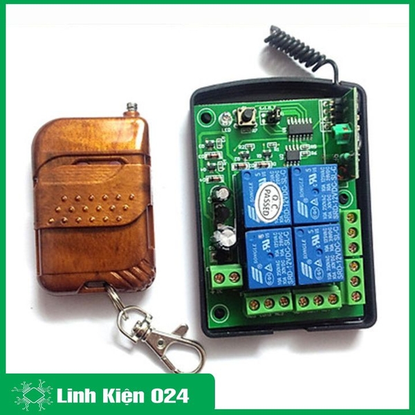 Bộ Điều Khiển Relay 4 Kênh 12V 10A Bằng RF315Mhz + Tay Phát Học Lệnh 100m (k4B6)