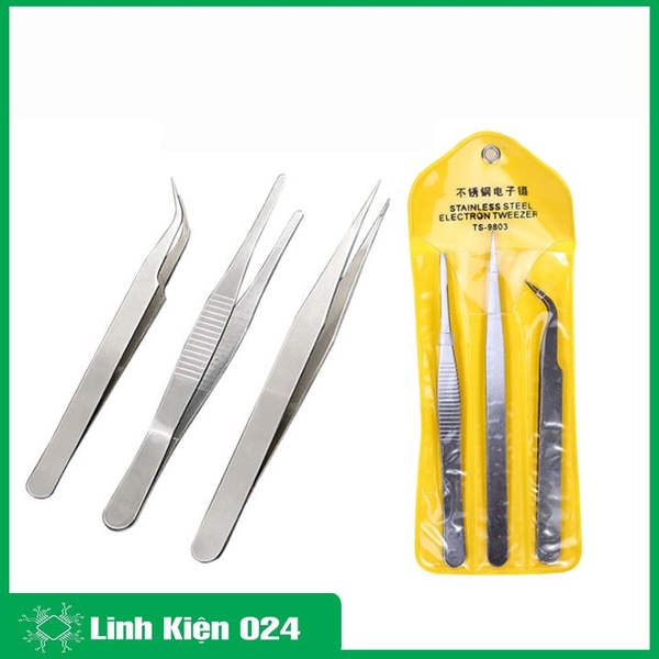 Bộ 3 Kẹp Linh Kiện Điện Tử Đa Năng Loại To Dài 13Cm ( Vàng )