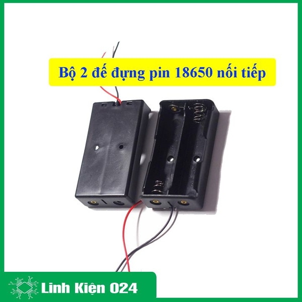 Bộ 2 Hộp Đế Đựng Pin 3,7V 18650 Nối Tiếp 2 Pin