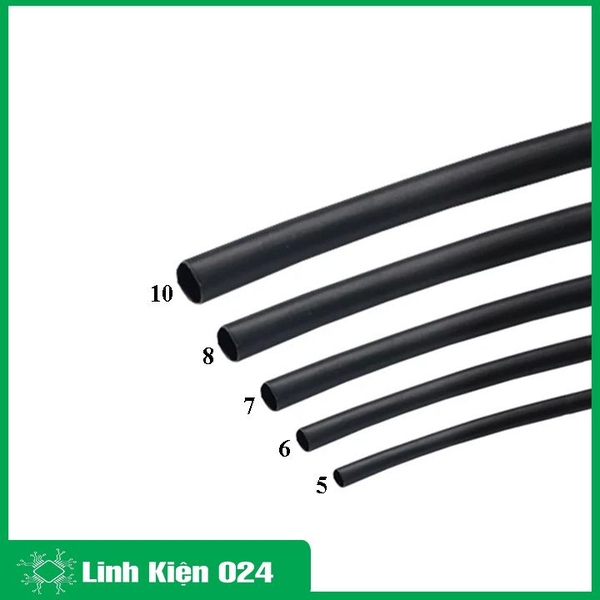 Bộ 5 Ống Gen Co Nhiệt, Cách Điện 5,6,7,8,10mm Mỗi sợ 1m Đen