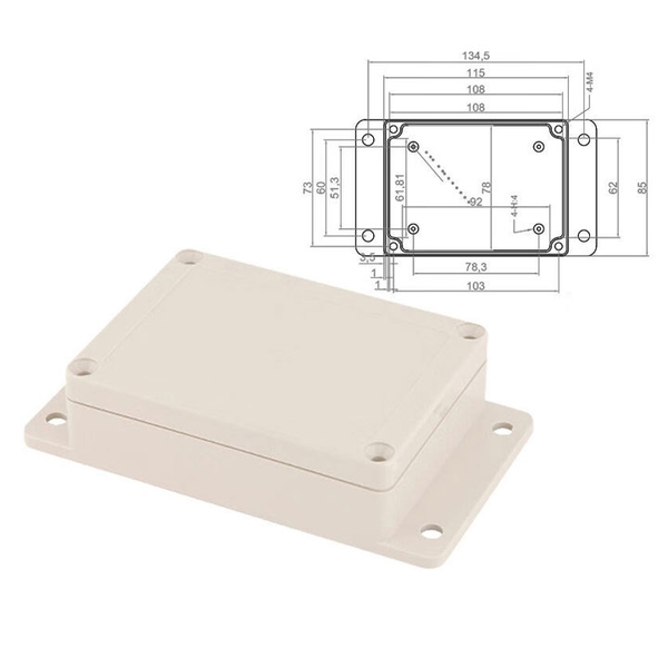 Hộp Nhựa 115x85x36mm - Chống nước Có Tai