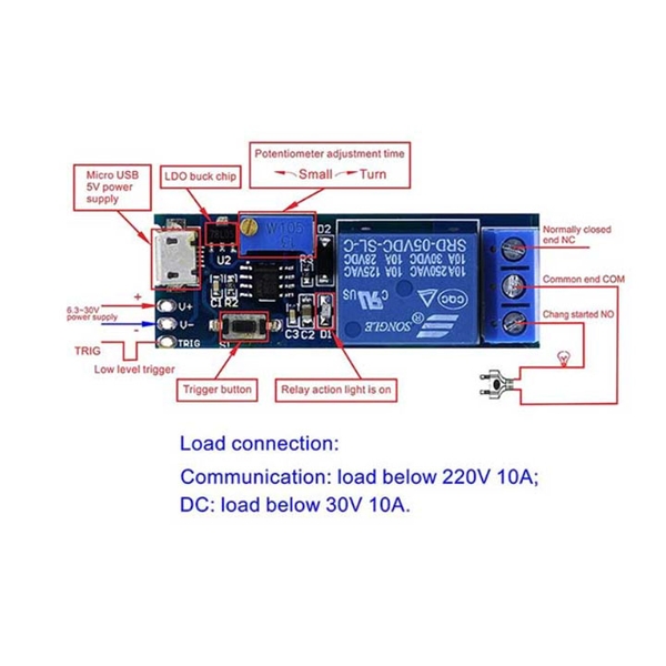 Module Tạo Trễ, Chuyển Mạch Điều Khiển Relay Input 5V-30V V1 (K4D1)