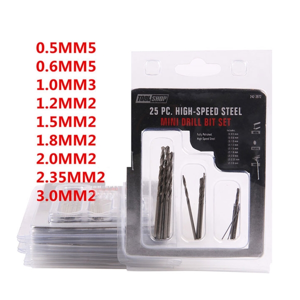 Bộ 25 Chiếc Mũi Khoan HSS QST 0.5mm-3.0mm