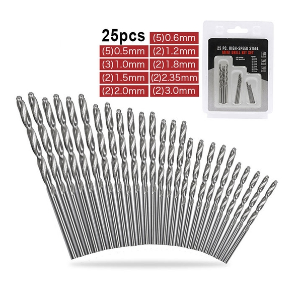 Bộ 25 Chiếc Mũi Khoan HSS QST 0.5mm-3.0mm