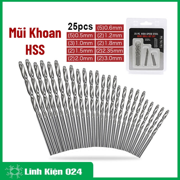 Bộ 25 Chiếc Mũi Khoan HSS QST 0.5mm-3.0mm