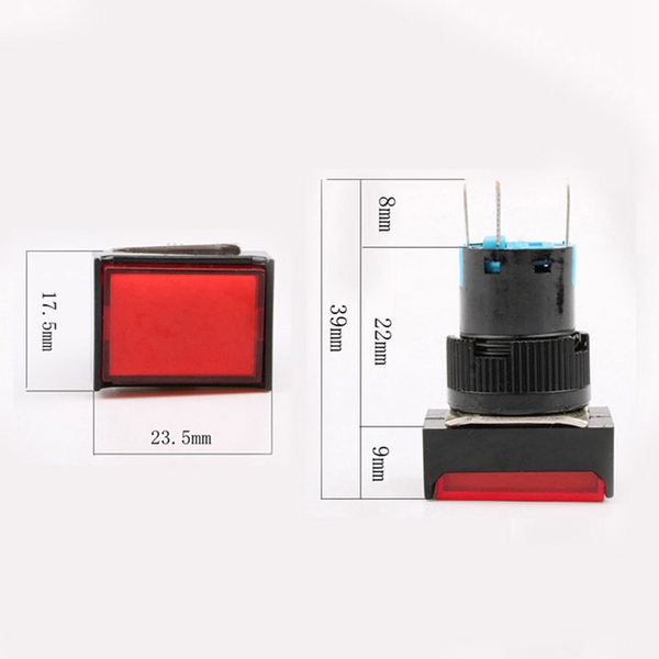 Nút Nhấn Đề Chữ Nhật 24VDC LA16J-11D Nhấn Nhả Có Đèn