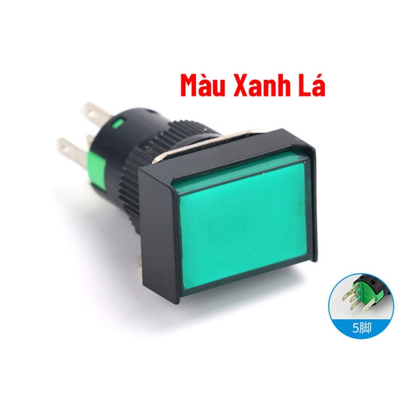 Nút Nhấn Đề Chữ Nhật 24VDC LA16J-11D Nhấn Nhả Có Đèn