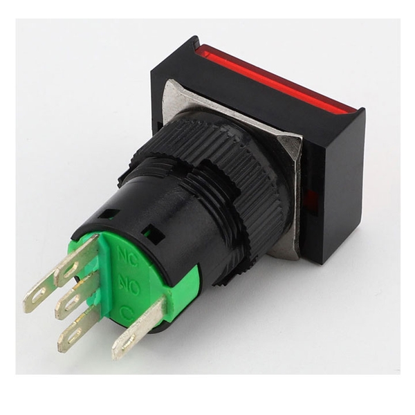 Nút Nhấn Đề Chữ Nhật 24VDC LA16J-11D Nhấn Nhả Có Đèn