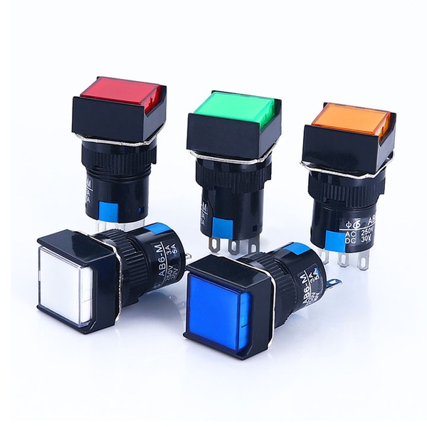 Nút Nhấn Đề Vuông 24VDC Al6- M Nhấn Nhả Có Đèn Nhiều Màu (K5H14)