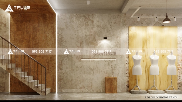 Một vài hình ảnh trong concept cửa hàng thời trang phong cách Industrial mix Muji.
