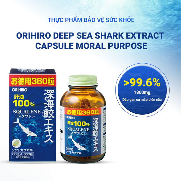 Orihiro Deep Sea Shark Extract Capsules – 360 Tablets, 60 Day Supply, Japan