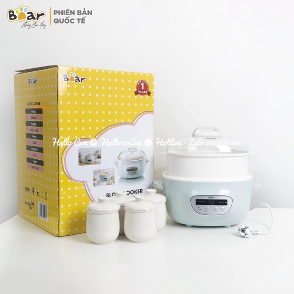 Nồi nấu chậm 2.5L Bear màu Xanh