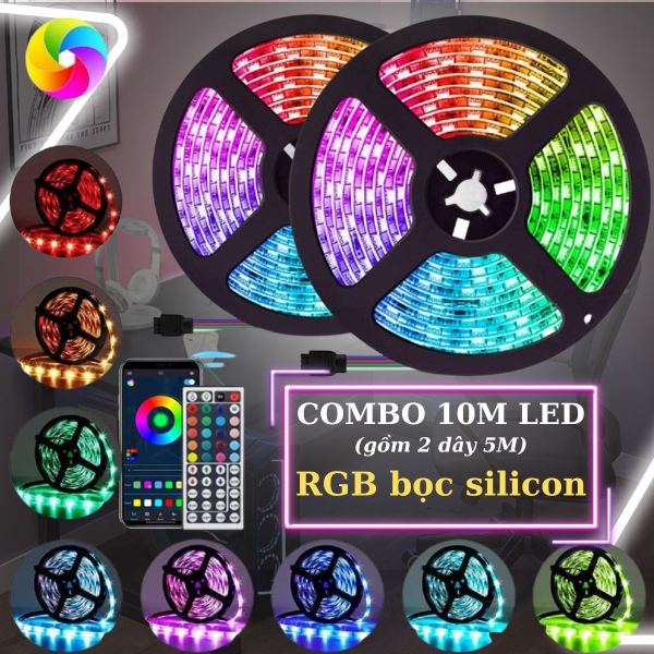 Combo 10m dây led RGB bọc silicon (2 cuộn 5m)