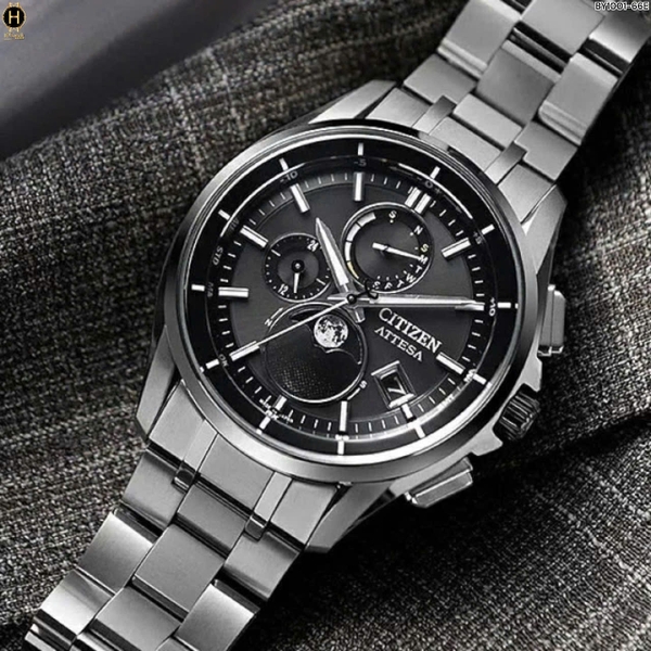 Đồng Hồ Nam Citizen Quartz Eco-drive Attesa Titanium Radio Controlled Perpetual Calendar Moon Phase BY1001-66E