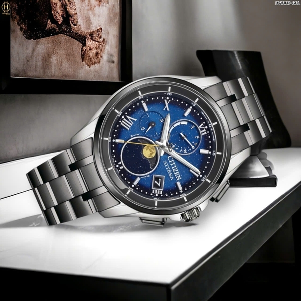 Đồng Hồ Nam Citizen Quartz Eco-drive Atessa Limited Pair YOZORA Titanium Radio Controlled Perpetual Calendar Moon Phase BY1007-60L