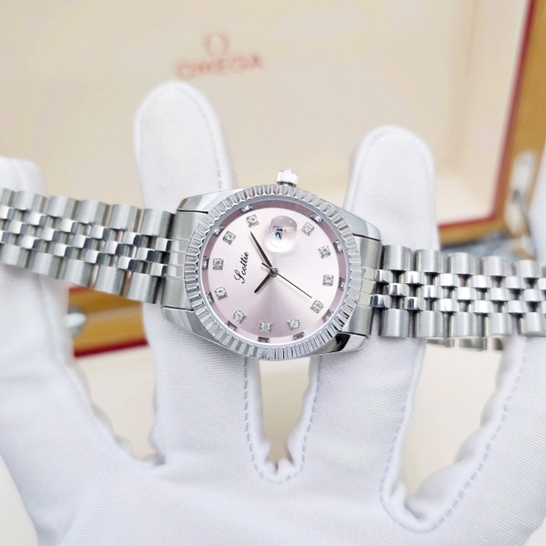 Scottie Quartz 9570 Thép Trắng Mặt Hồng