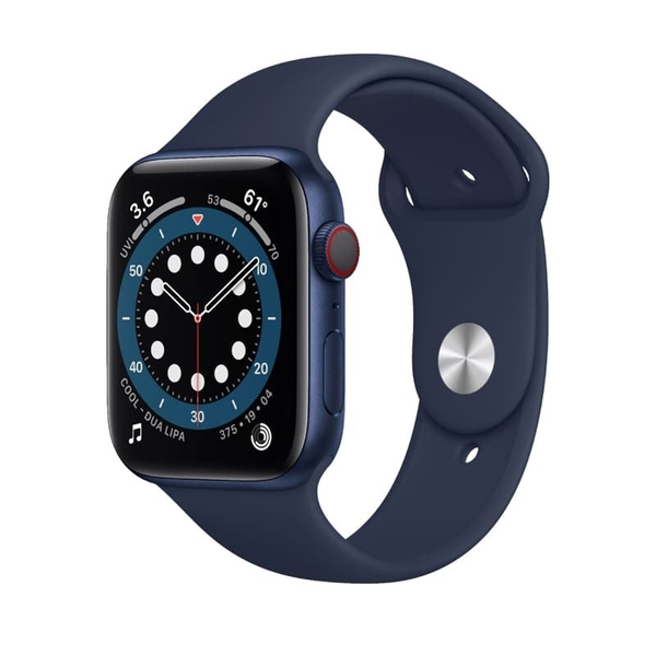 Apple Watch Series 6 44mm (LTE - 4G) viền nhôm xanh - Dây cao su chính hãng (Full VAT)