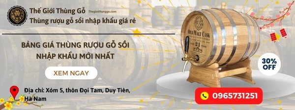 Thùng rượu gỗ sồi nhập khẩu