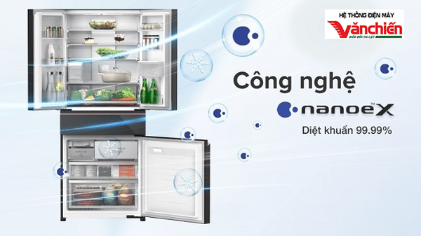 Công nghệ kháng khuẩn khử mùi Nanoe™ X trên tủ lạnh Panasonic.