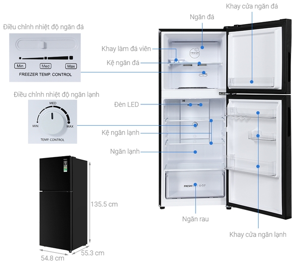 Tủ lạnh Aqua Inverter AQR-T220FA(FB)