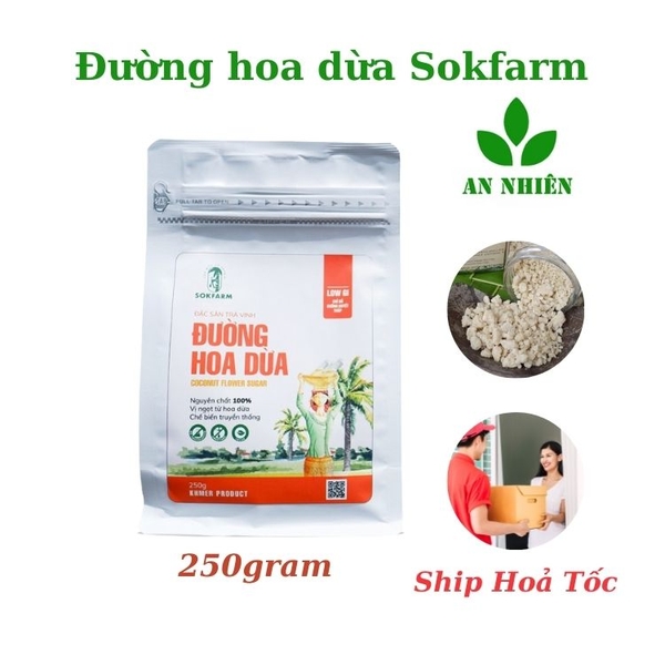 Đường hoa dừa Sokfarm thuần chay thực dưỡng gói 250g