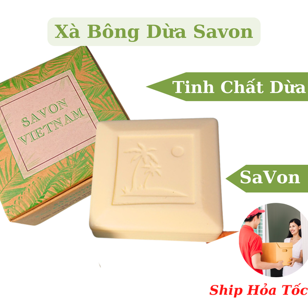 Xà bông dừa Savon 100g, giúp da mịn màng, chắc khỏe, hương thơm dịu nhẹ hấp dẫn