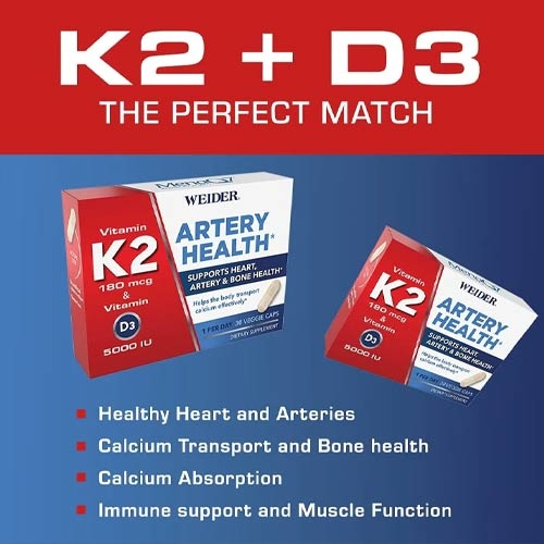Bảo vệ tim và xương Weider Artery Health Vitamin K2 180mcg 60 viên