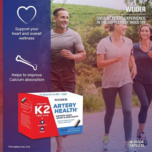 Bảo vệ tim và xương Weider Artery Health Vitamin K2 180mcg 60 viên