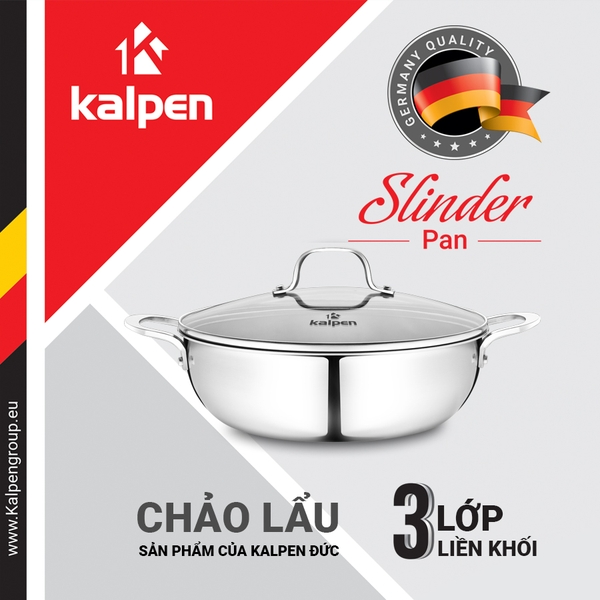 Chảo Lẩu Inox 304 Đúc Liền Nguyên Khối Kalpen Size 28cm