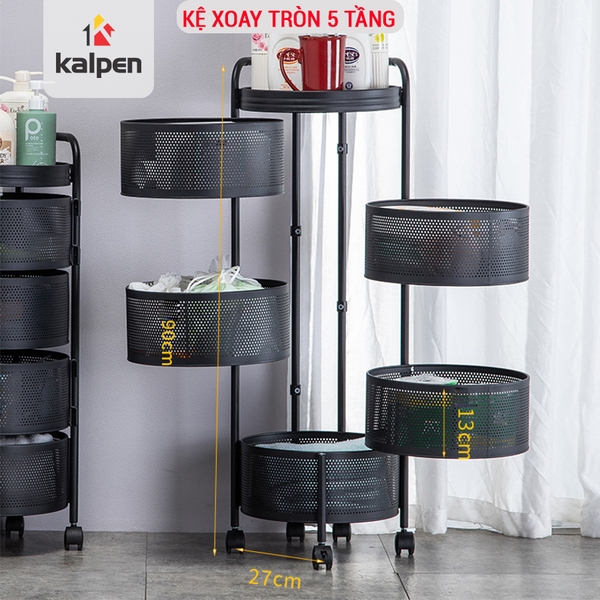 Kệ xoay 360 độ tròn thông minh 5 Tầng Kalpen, Tháo Rời