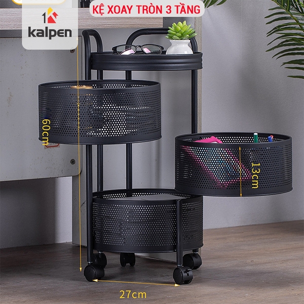 Kệ xoay 360 độ tròn thông minh 3 Tầng Kalpen, Tháo Rời