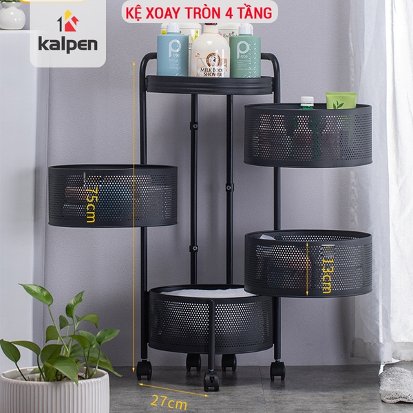 Kệ xoay 360 độ tròn thông minh 4 Tầng Kalpen, Tháo Rời
