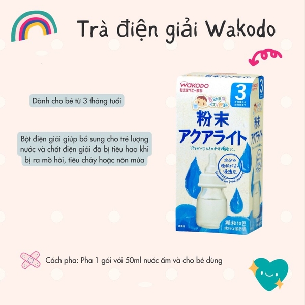 Trà điện giải cho bé Wakodo từ 3 tháng tuổi hộp 8 gói