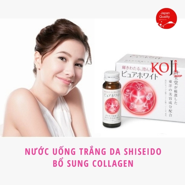 Nước uống trắng da Shiseido Pure White bổ sung Collagen Hộp 10 chai x 50ml