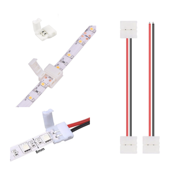 Kẹp Led Nhôm Định Hình 12V Nối Nguồn và Led bản 8 mm