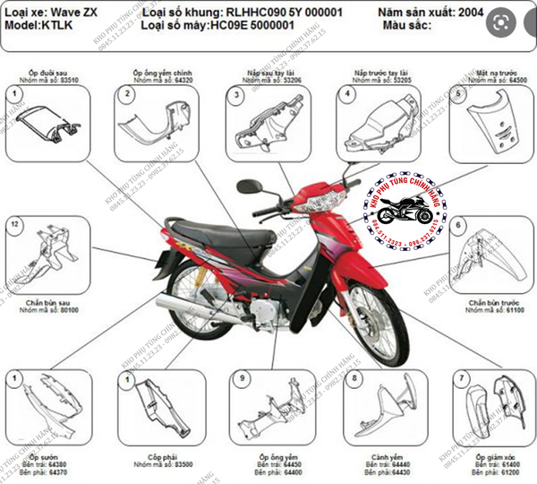 Bộ dàn áo wave ZX-2004 . Có 3 màu | chinhhang.vn
