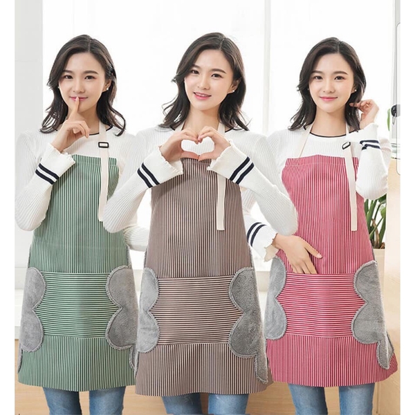 Tạp dề nấu ăn chống thấm có túi và chỗ lau tay