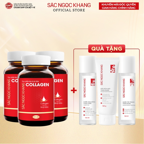 [Liệu trình]  Combo 3 Hộp Viên uống Collagen 120 viên tặng kèm set combo dưỡng da