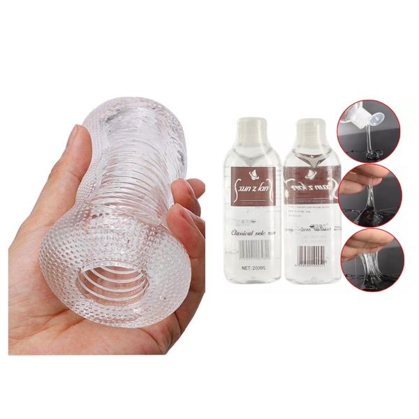 Combo cốc thủ dâm trong suốt và gel Xunzlan 200