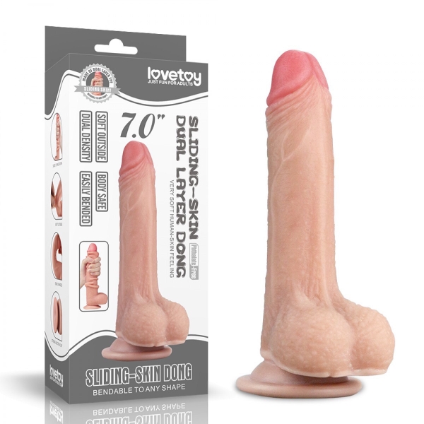 Dương vật giả Lovetoy Sliding Skin Dong 7 Inch siêu mềm dẻo