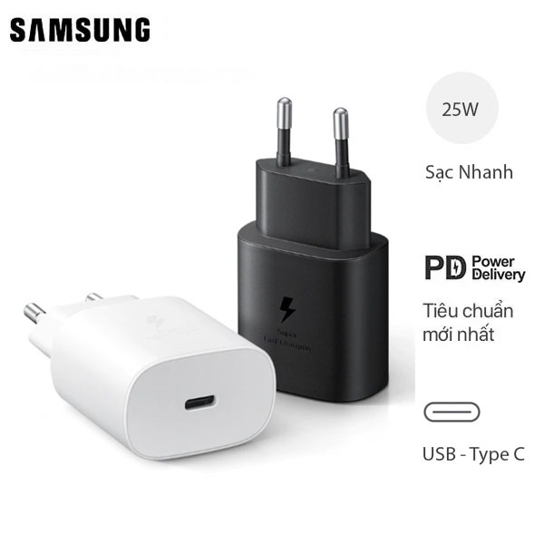 Cóc sạc nhanh (màu đen) Samsung 25w Note10 zin linh kiện 1 cổng type-c đóng  bịch G6 18w [BH 6 tháng]