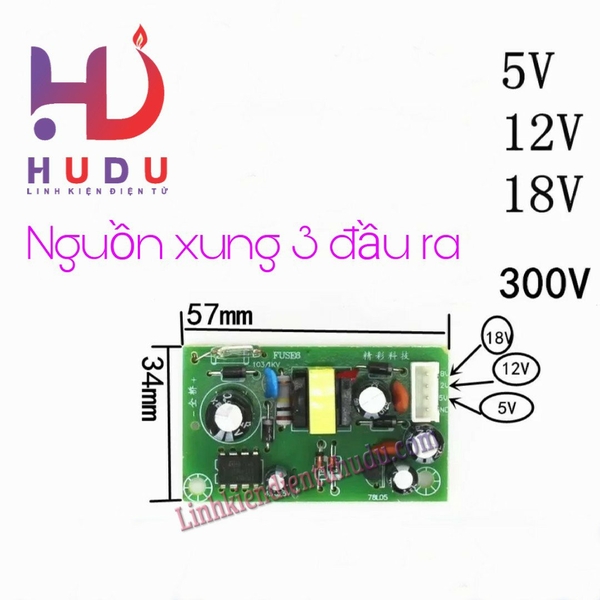 Nguồn xung 3 đầu ra 5V, 12V, 18V độ bếp từ - hồng ngoại