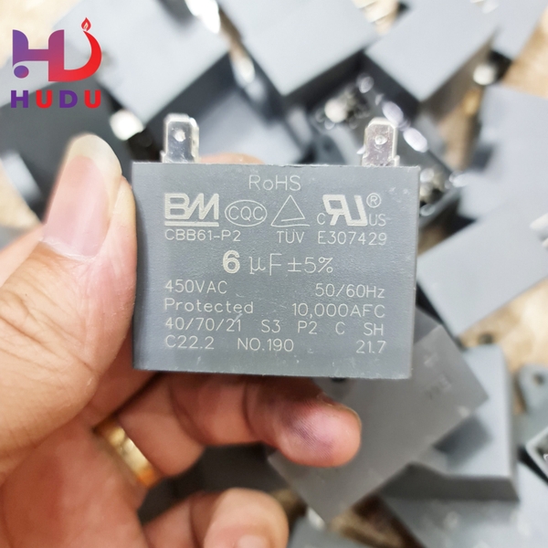 Tụ quạt BM rắc cắm 6uF-450V