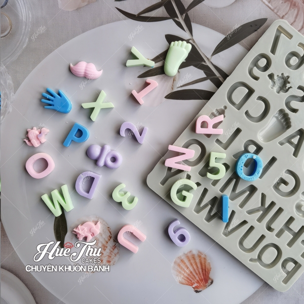 Khuôn silicon Bộ Chữ Số Bình Bú 3cm A10 làm bánh rau câu 3D 4D nhấn xôi, chè trôi nước, socola, nến hanmade