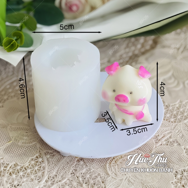Khuôn silicon Con Heo 6.8cm A105 (bộ 4 khuôn) làm bánh rau câu 3D 4D nhấn xôi, fondant, socola, nến hanmade